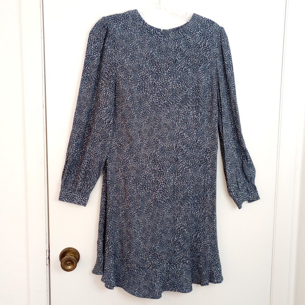 Loft Petite Cheetah Print Long Sleeve Ruffle Dress